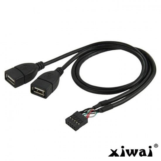 Xiwai 10 Pin Motherboard Female Header to Dual USB 2.0 Female Adapter Cable 50cm