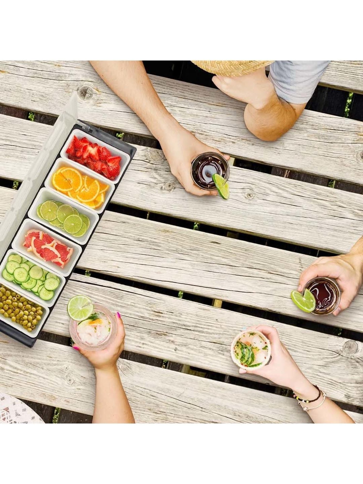 FnS Black Stainless Steel Condiment Tray