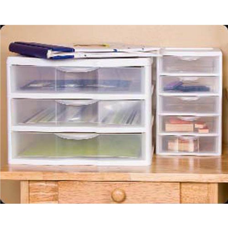 Sterilite Clearview Small Plastic 5 Drawer Desktop Storage System (4 Pack)