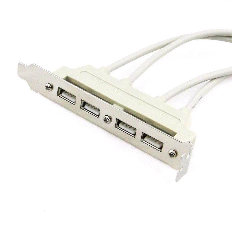 Dual Motherboard 9Pin Header Cable to 4 Port USB 2.0 A Type Female with Bracket Screw Panel