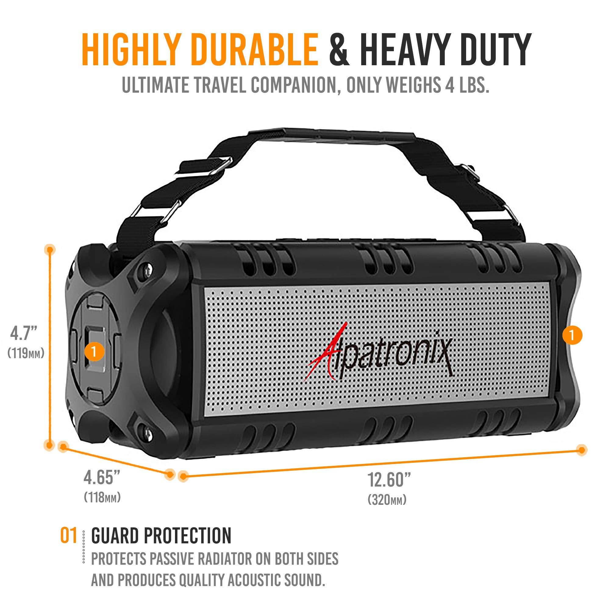Waterproof Bluetooth Speaker, 40W Portable Wireless Speaker, 8000mAh Power Bank, Shockproof w/TWS, DSP, Stereo, Subwoofer, TF Card & Equalizer, Alpatronix AX500 for Parties, Indoor & Outdoor - Black