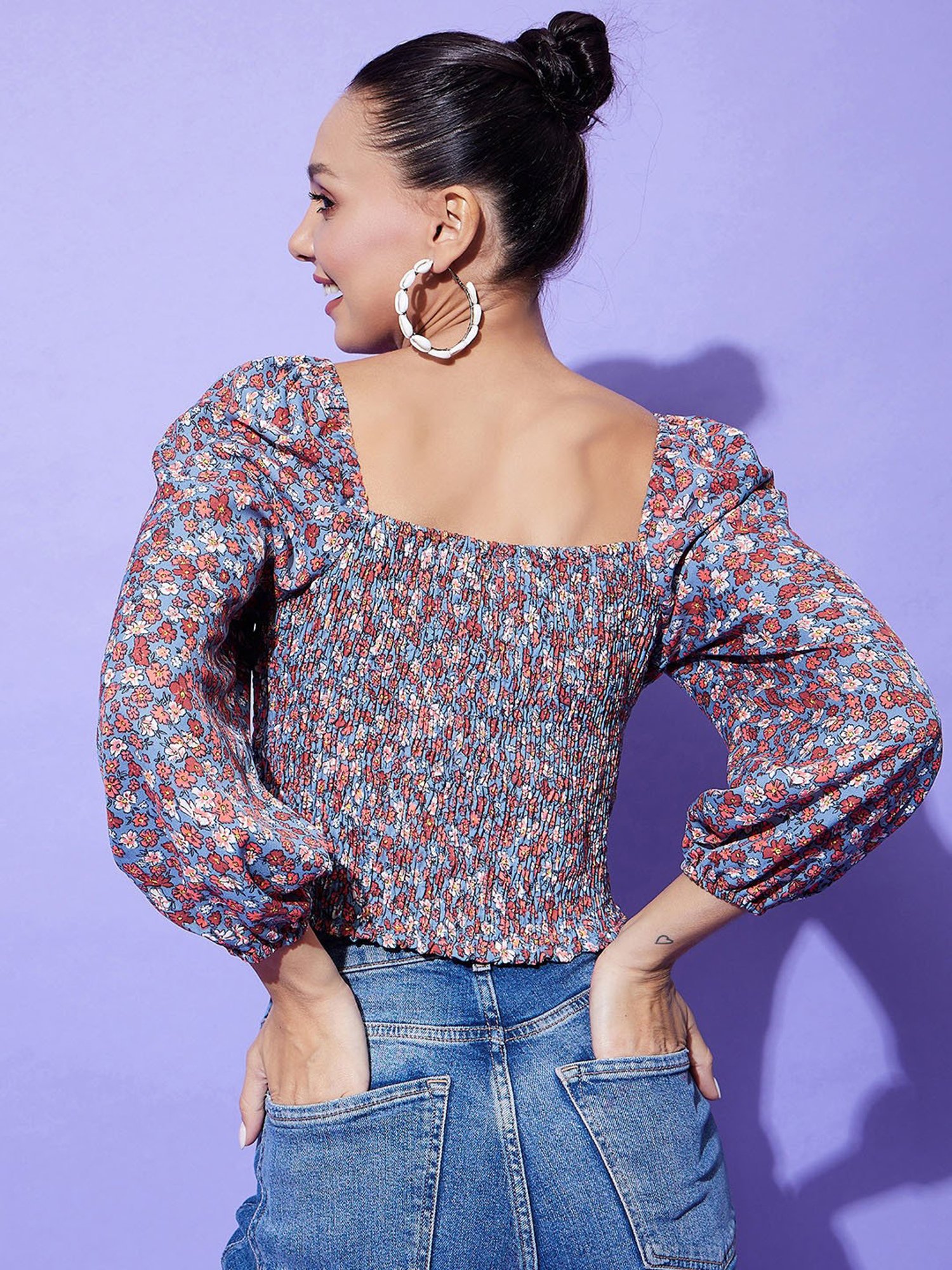 StyleStone Grey Printed Crop Top