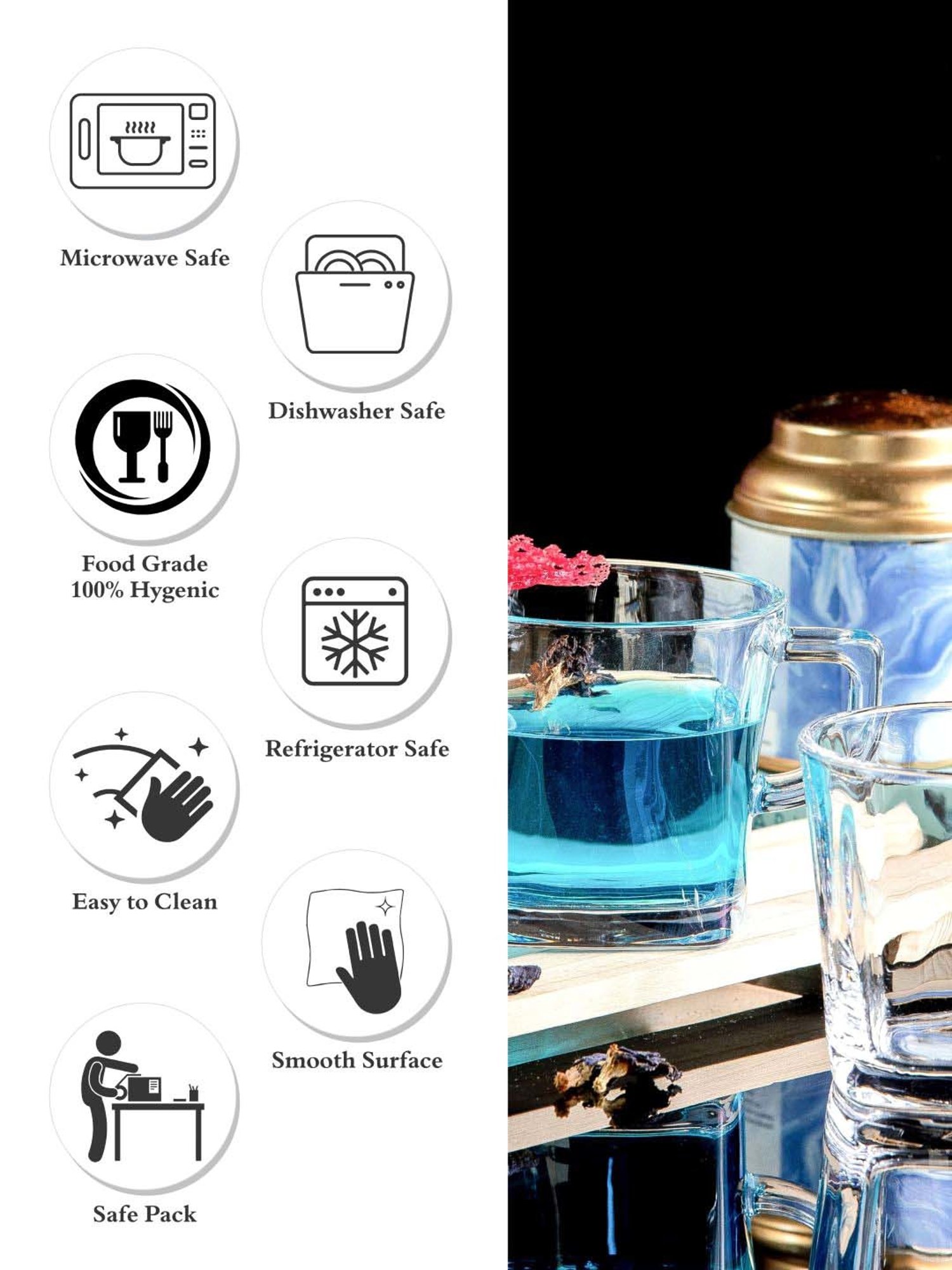 Goodhomes Transparent Glass Coffee Mug (0.21 L) - Set of 6