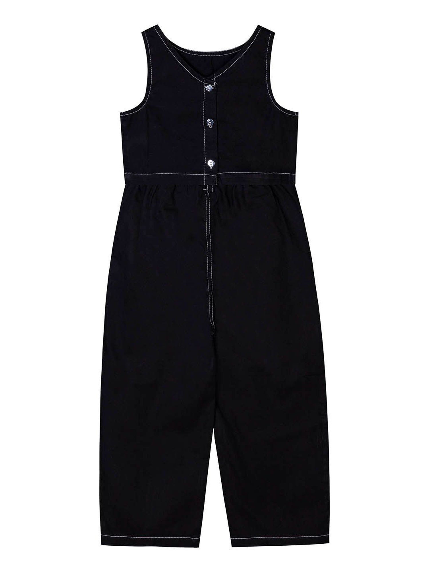 Budding Bees Kids Black Solid Crop Top with Jeans