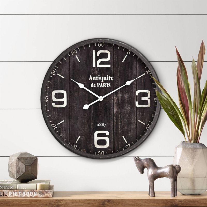River Parks Studio Antiquite de Paris 23 1/2" Brown Round Metal Wall Clock