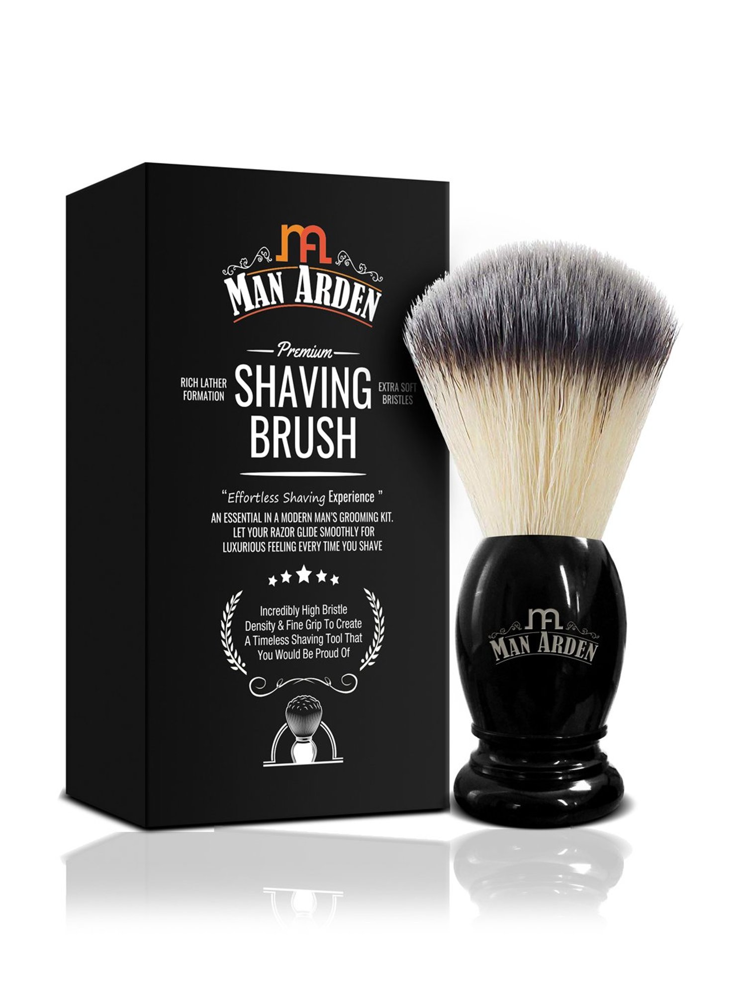 Pink Woolf Soft Synthetic Bristles Shaving Brush for Men Engineered Black Plastic Handle