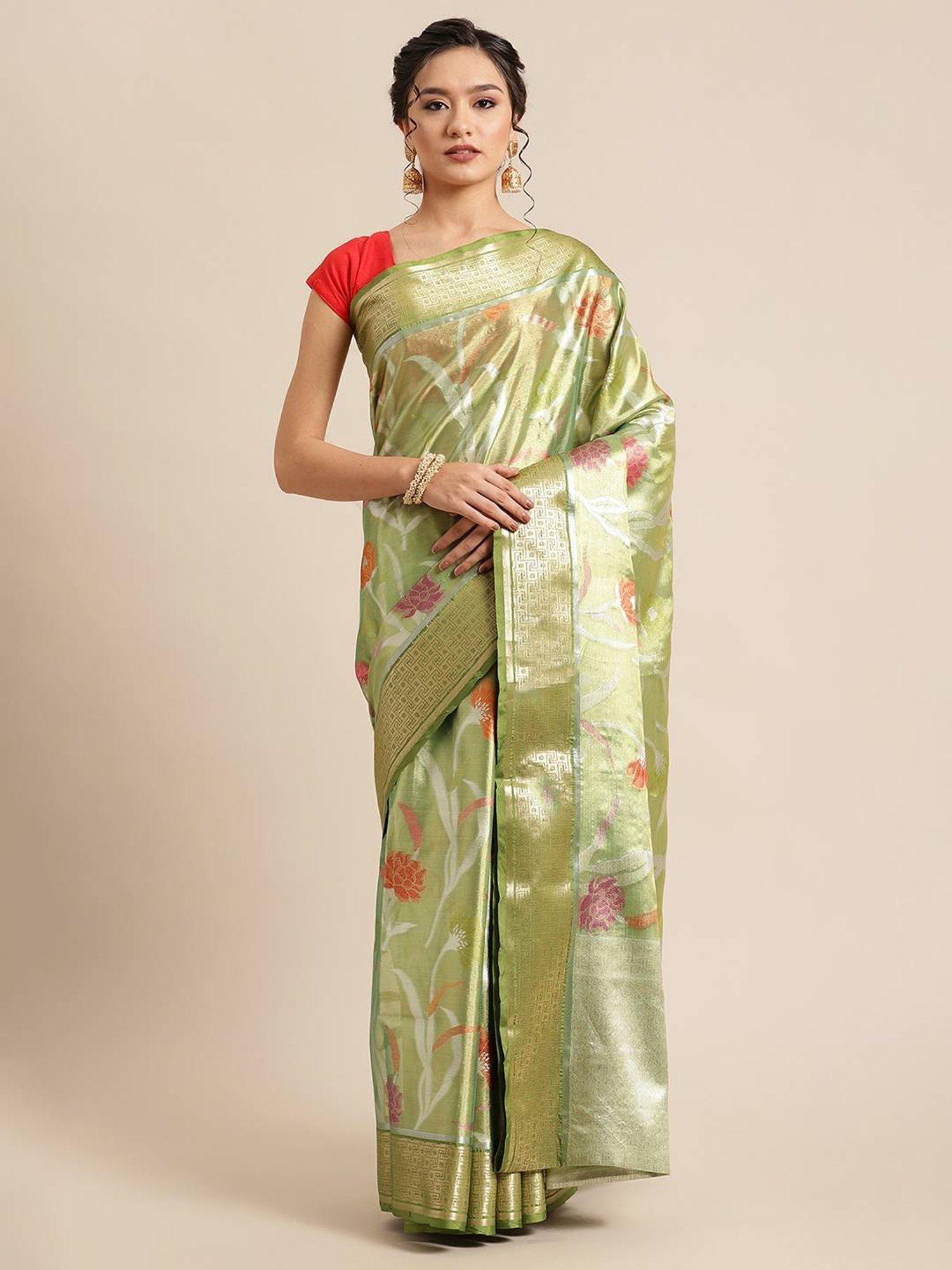 Banarasi Silk Works  Woven Saree with Blouse