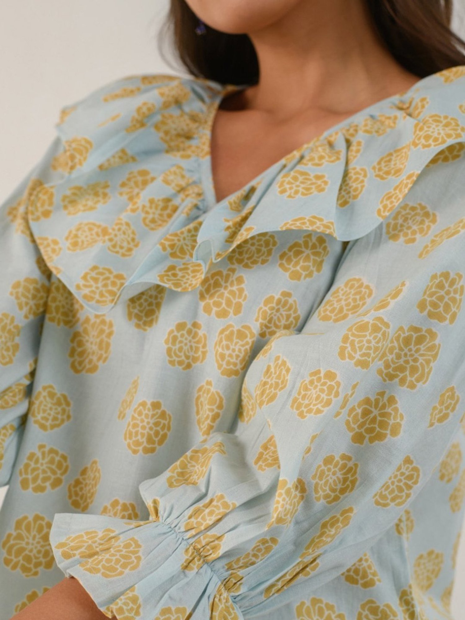 Prakriti Jaipur Blue Marigold Frill Shirt
