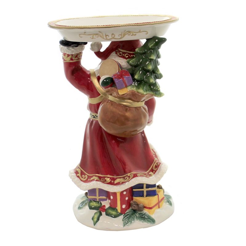 Tabletop 15.0" Santa Figurine With Plate Christmas Tree Poinsettia Cosmos Gifts Corp.  -  Serving Bowls