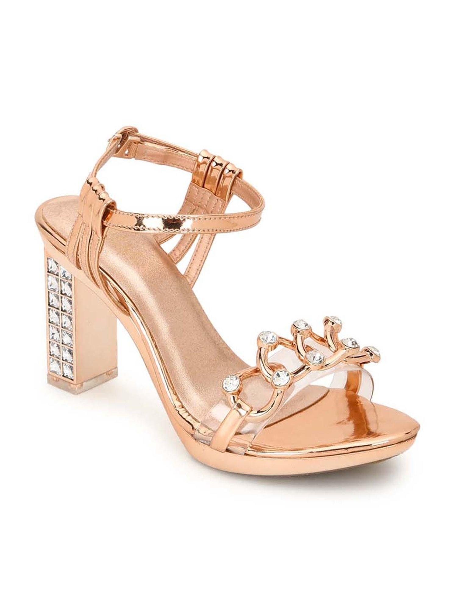 Truffle Collection Women's Rose Gold Ankle Strap Sandals