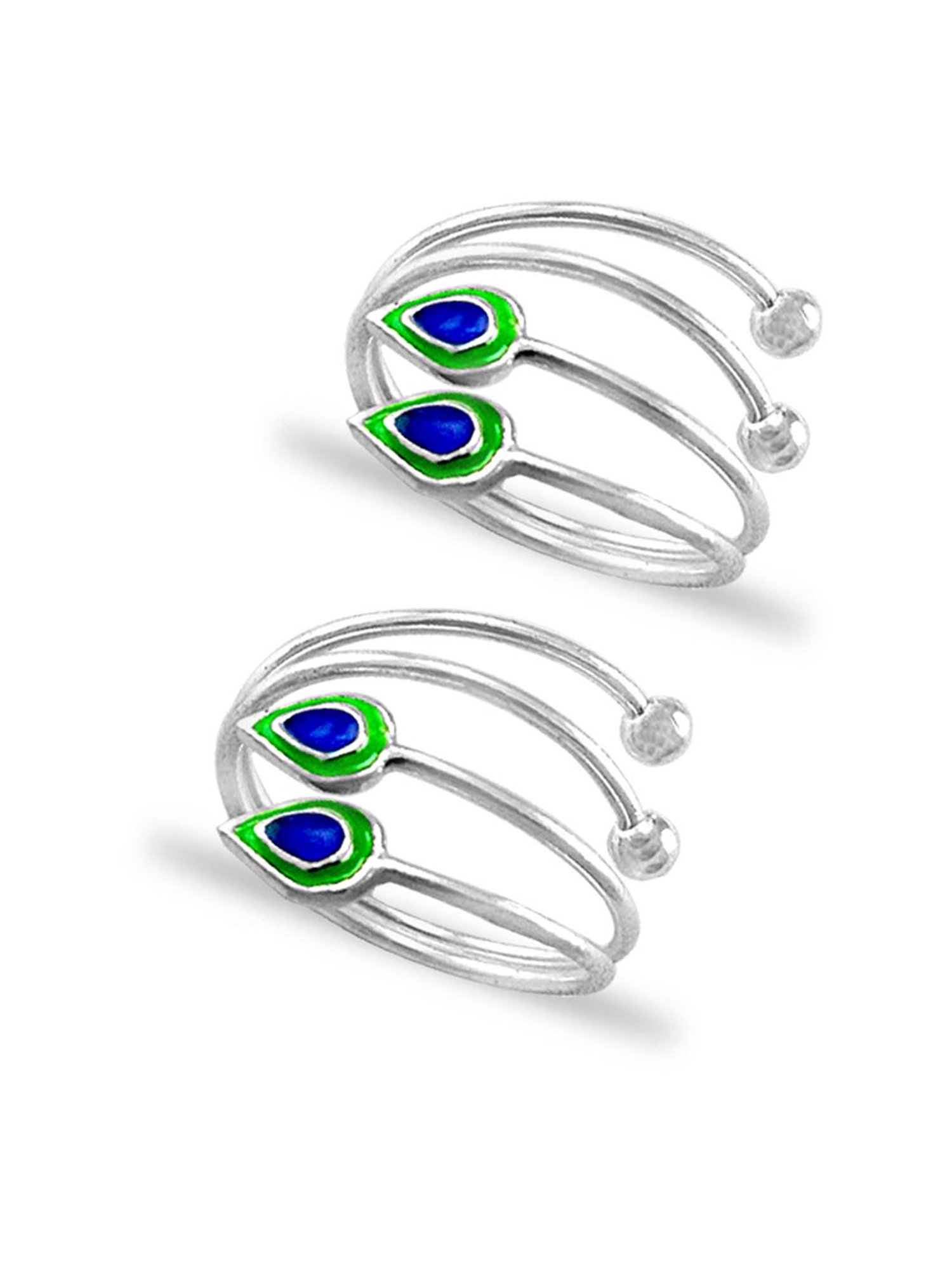 Taraash 92.5 Sterling Silver Tear Drop Toe Rings for Women