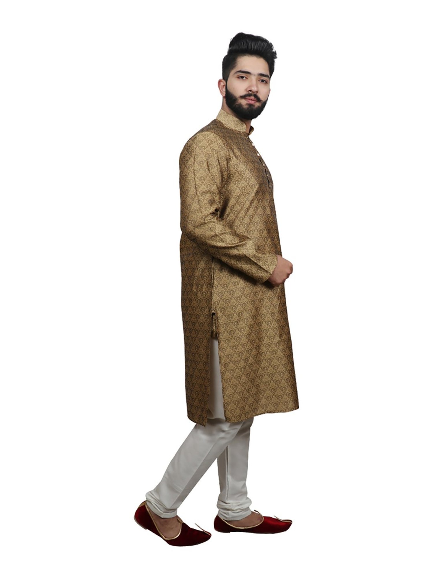 SG LEMAN Brown Self Design Kurta Bottom Set