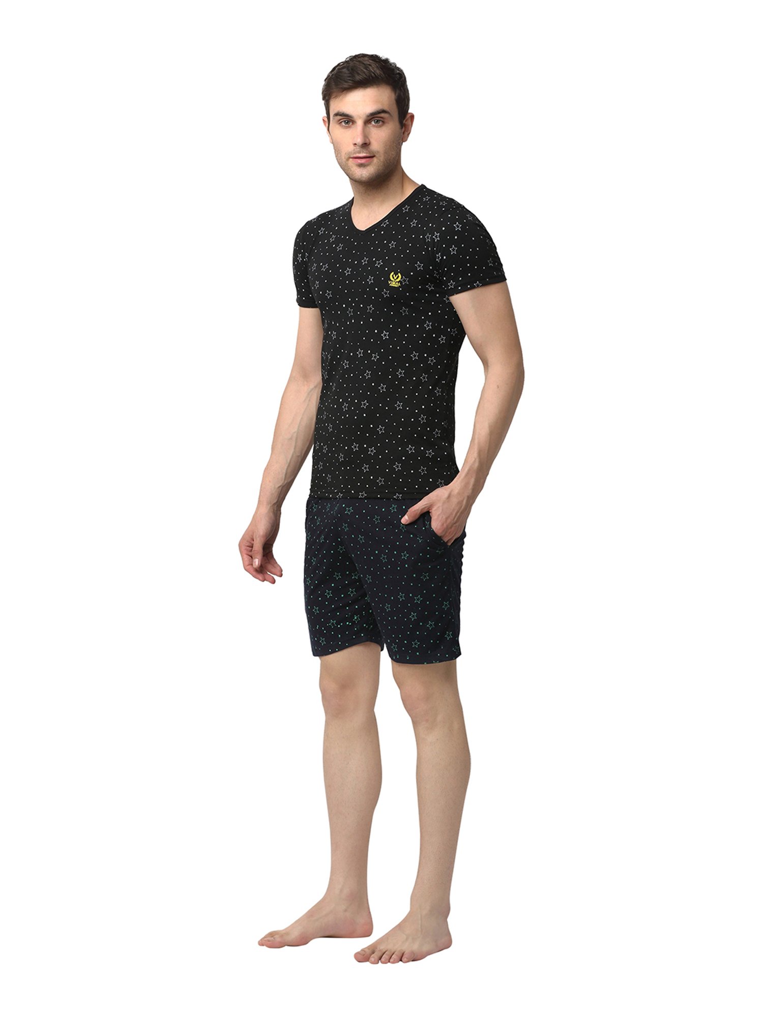 Crimsoune Club White Cotton Regular Fit Printed Lounge Shorts