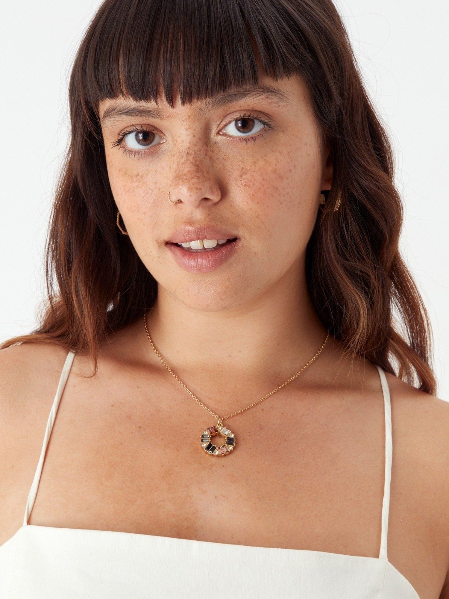 Accessorize London Gold Baguette Circle Pendant Necklace