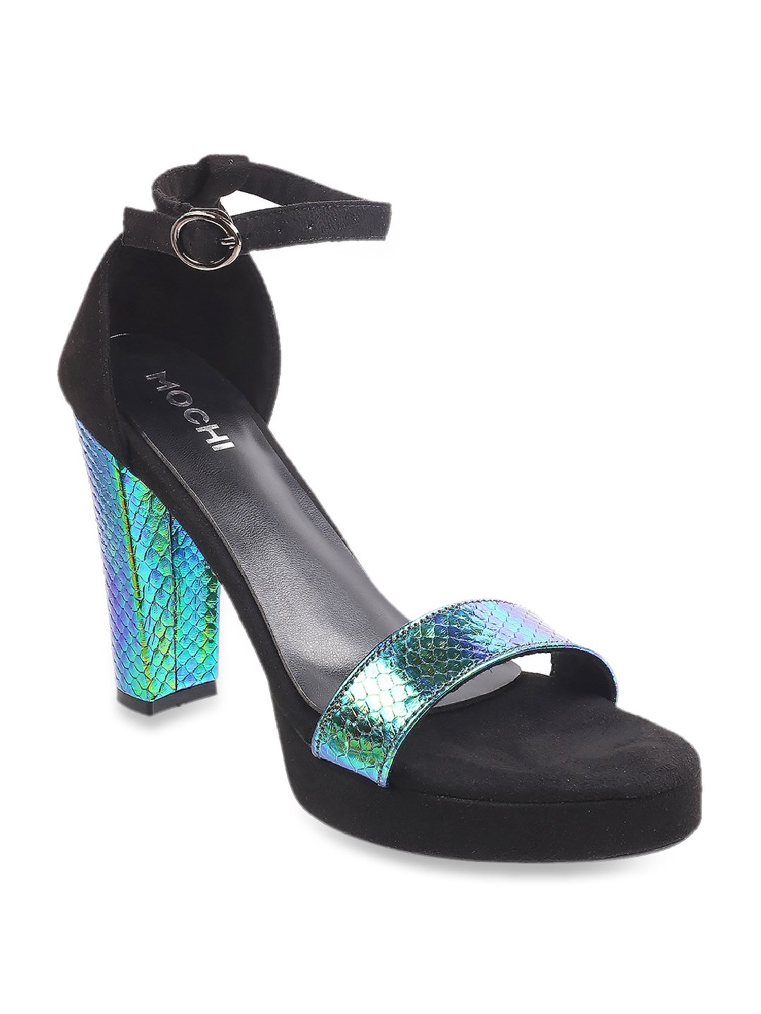 Mochi Women's Black Ankle Strap Sandals