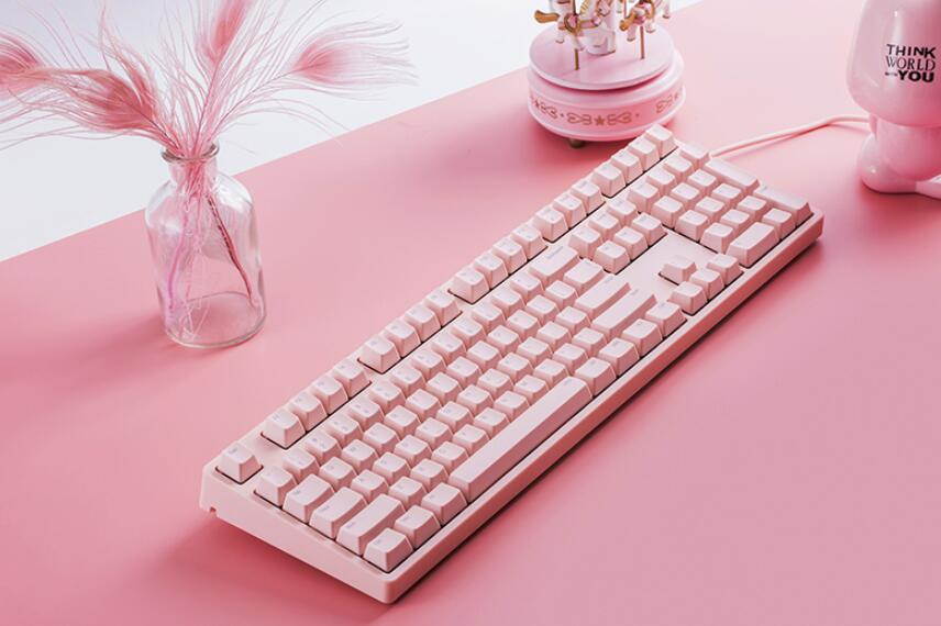 iKBC C200  87 Keys TKL Mechanical Keyboard with Cherry MX Red Switch, Pink PBT Double Shot Keycap, N-Key Rollover and 6 Anti-ghosting Keys( No Light Version)