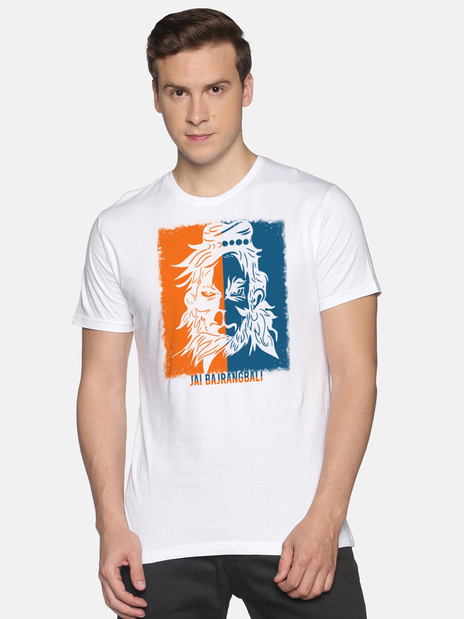 BLACK RADIO White Slim Fit Printed Cotton Crew T-Shirt