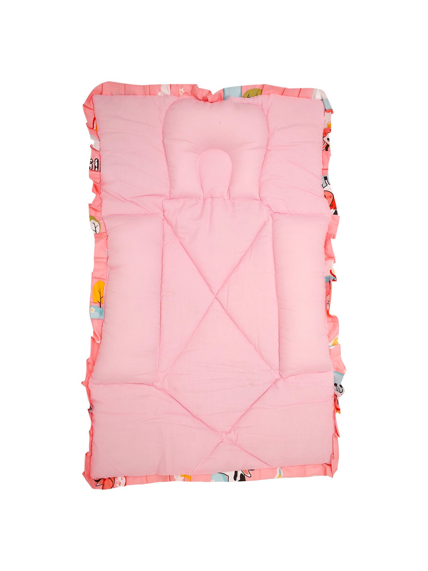 Baby Moo Milkaholic Peach Mattress with Fixed Neck Pillow and Bolsters