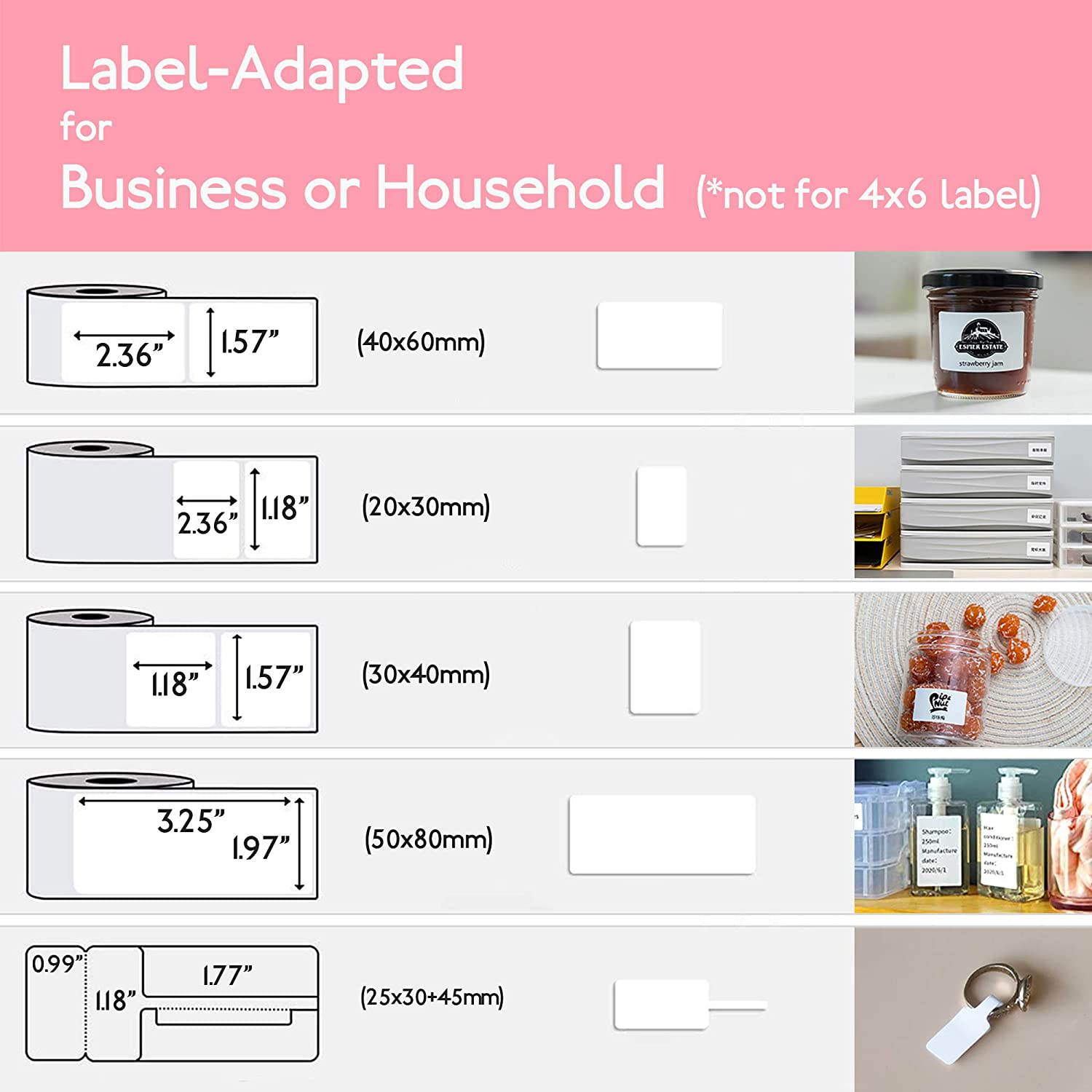 M110 Wireless Thermal Label Printer Portable Bluetooth Label Maker Machine Barcode Printer for iPhone and Android Phones