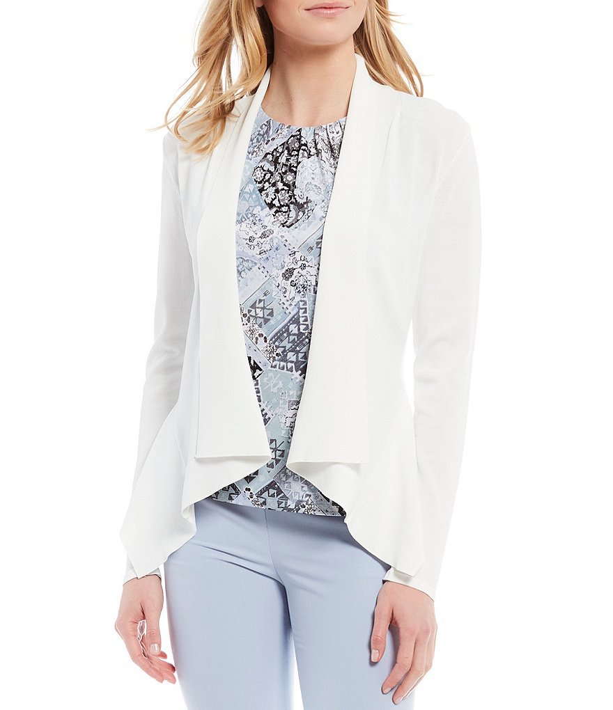 Calvin Klein Petite Size Shawl Collar Drape Open Front Knit Cardigan