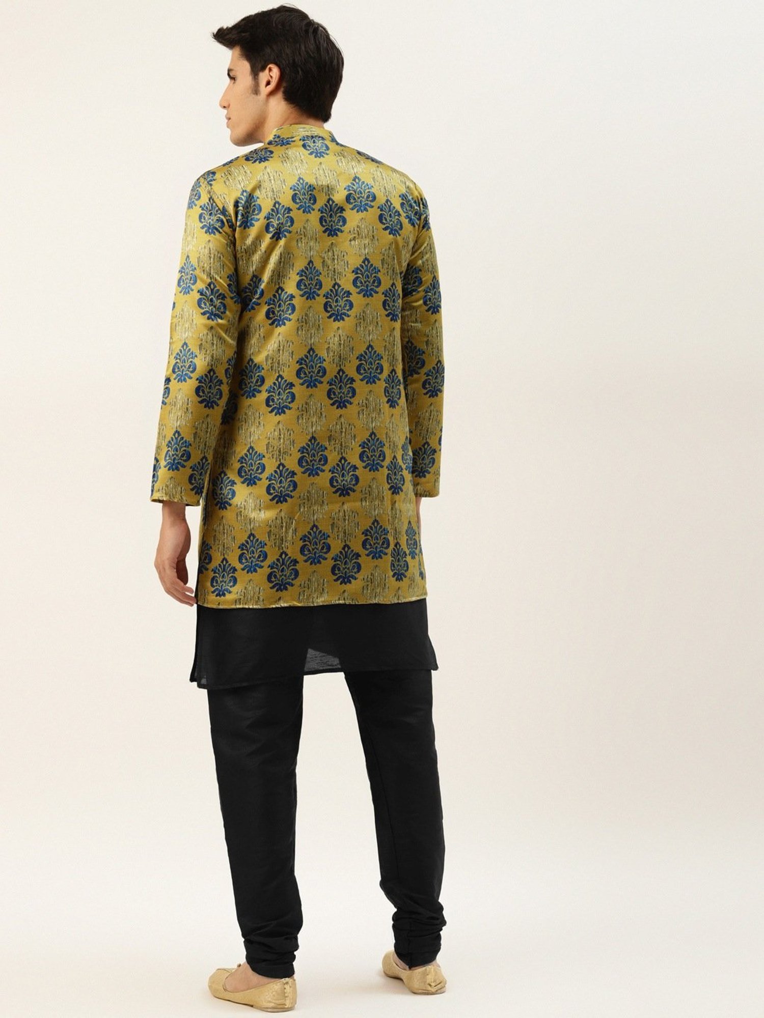 Sojanya Black Regular Fit Printed Kurta Set With Jacket