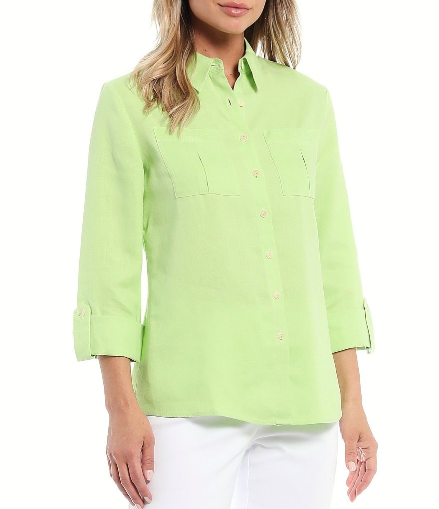 Investments Petites Hannah Gold Label Non-Iron Hemp Relaxed Shirt
