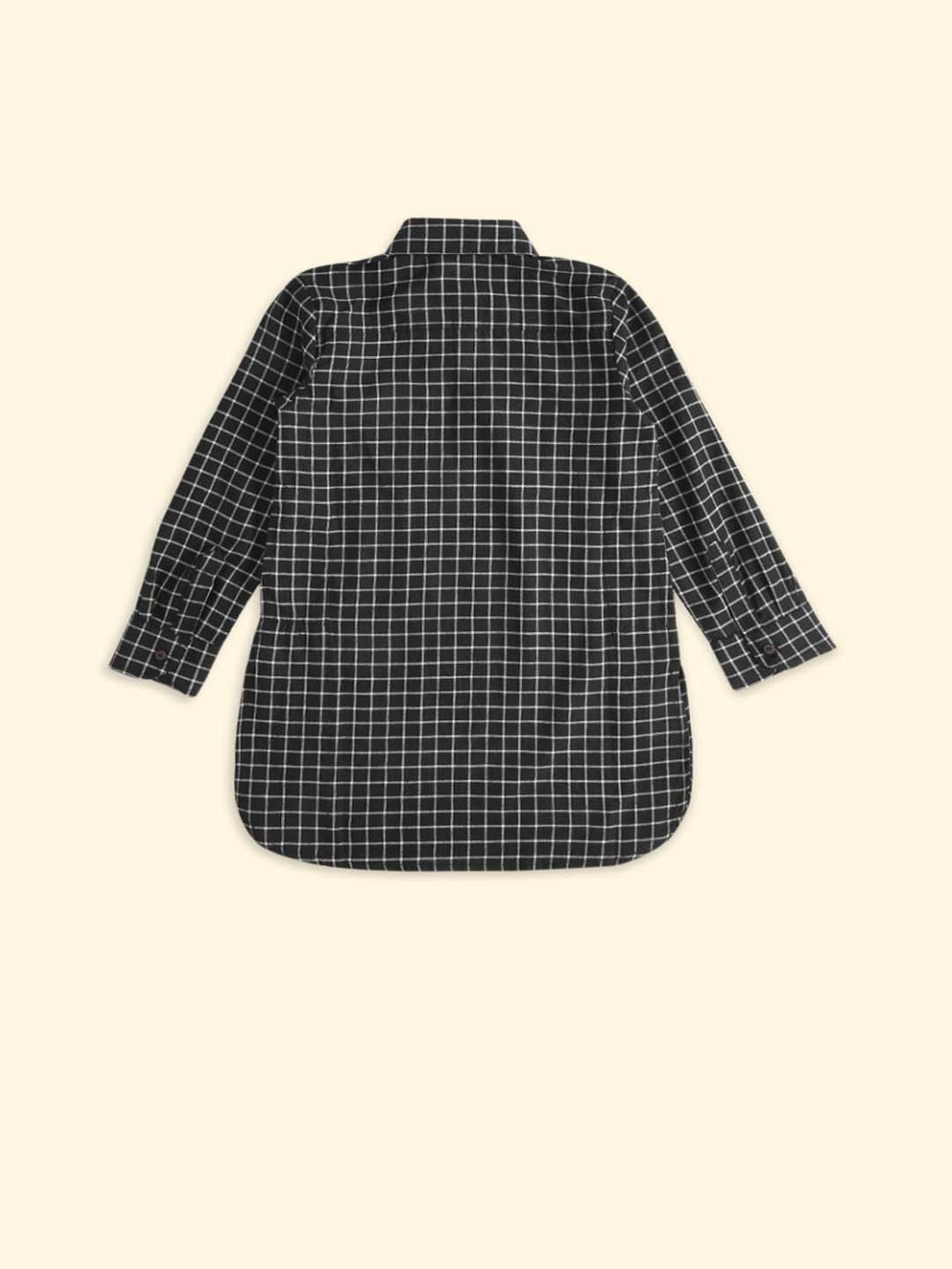 Pantaloons Baby Kids Black Cotton Chequered Full Sleeves Kurta
