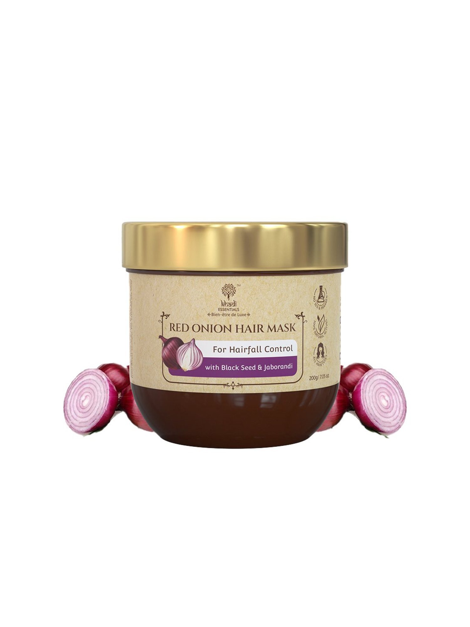 Khadi Essentials Red Onion Hair Mask with Black Seed Oil for Hairfall Control - 200 gm