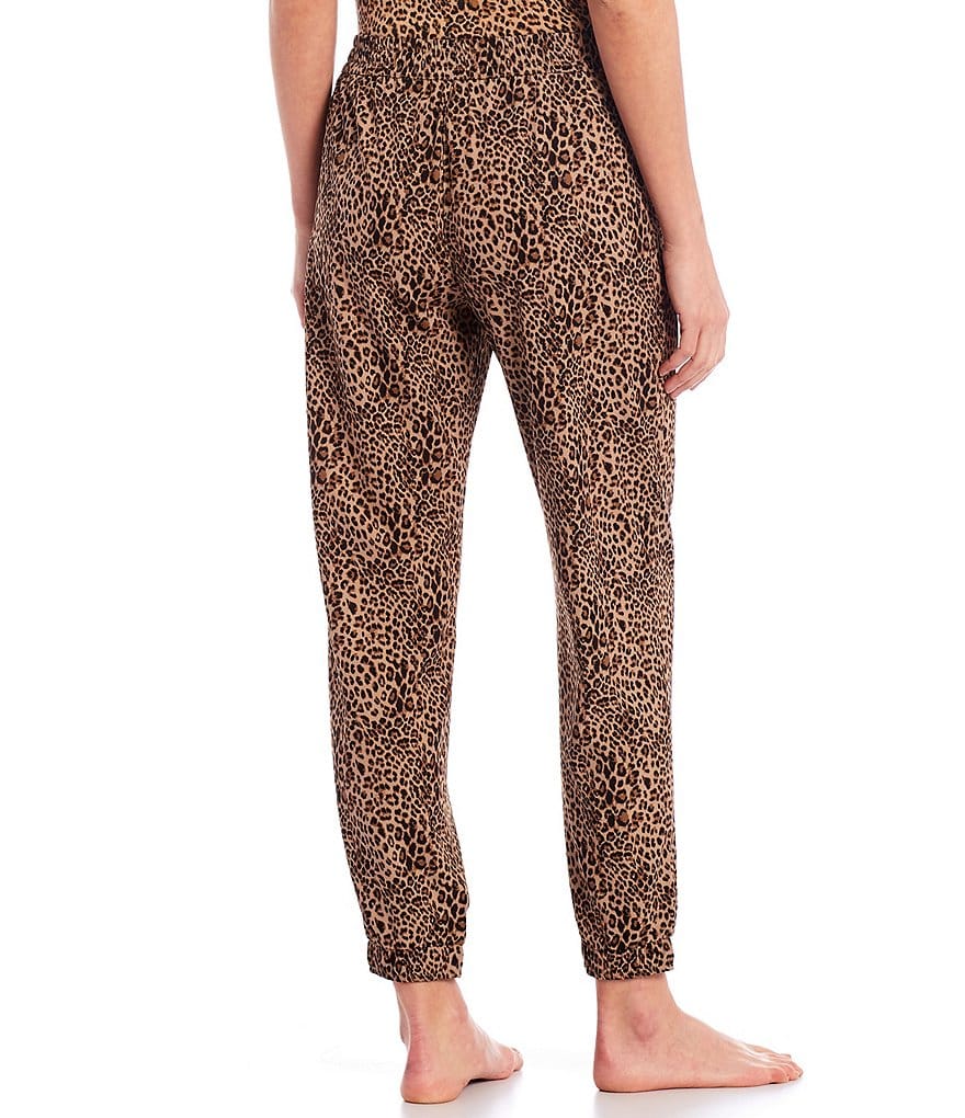 Half Moon by Modern Movement Leopard Print Coordinating Woven Lounge Jogger Pants