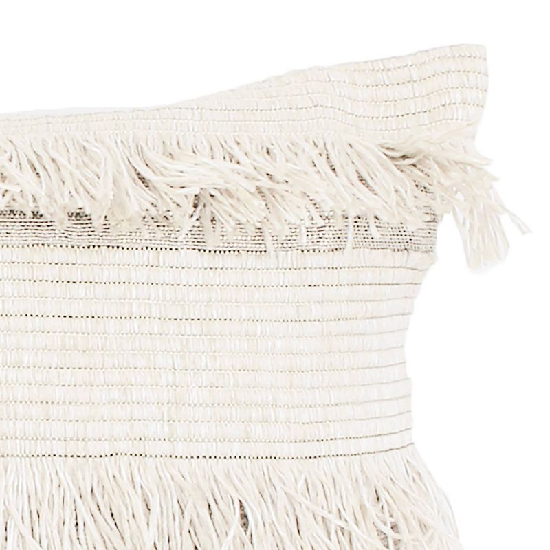 12"x20" Hillie Fringe Throw Pillow Egret Bronze - Décor Therapy