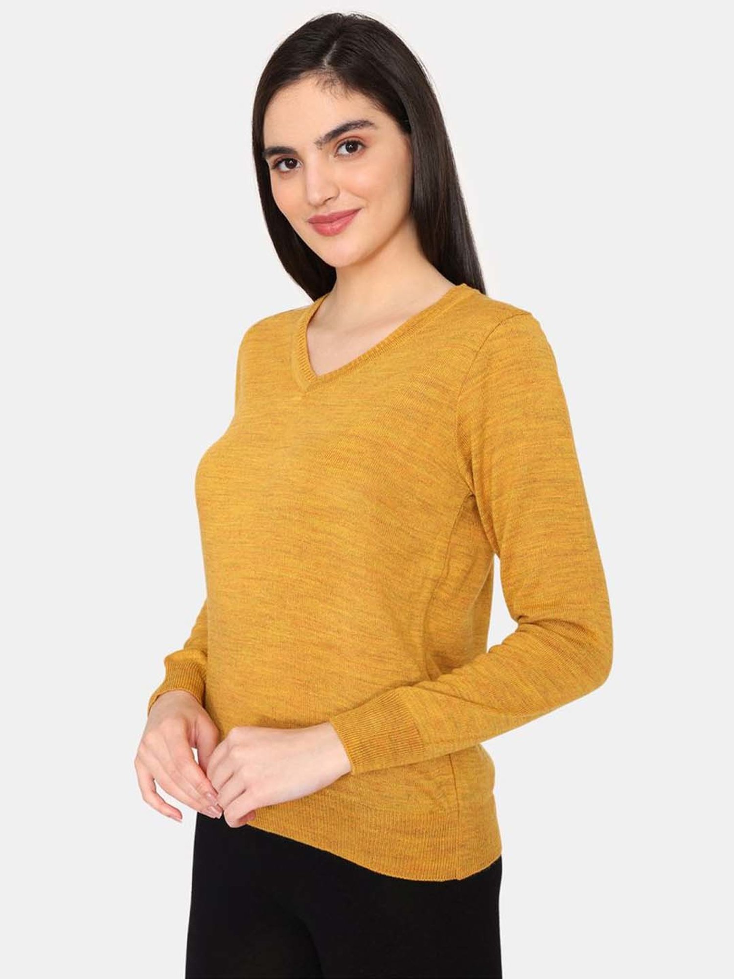 Zivame Yellow Plain Sweater
