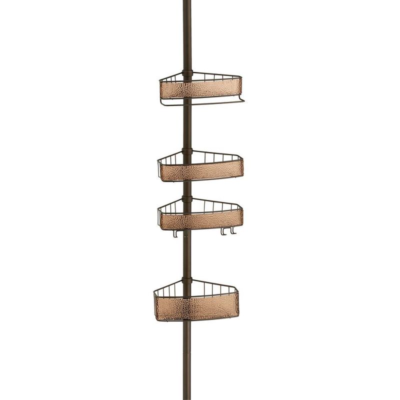 mDesign Adjustable Shower Storage Constant Tension Pole Caddy - Bronze