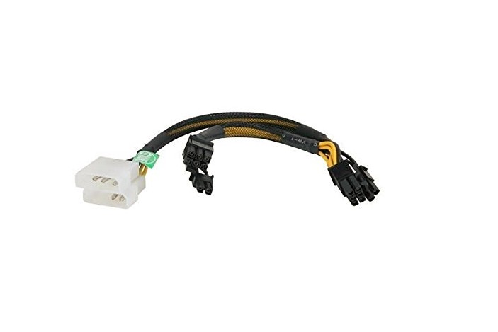 AYA 14" 2x 4-Pin Molex to 8" PCIE2 8-Pin (6+2) + 6" PCI2 8-Pin (6+2) Power Adapter Converter AYA-4P62-MP