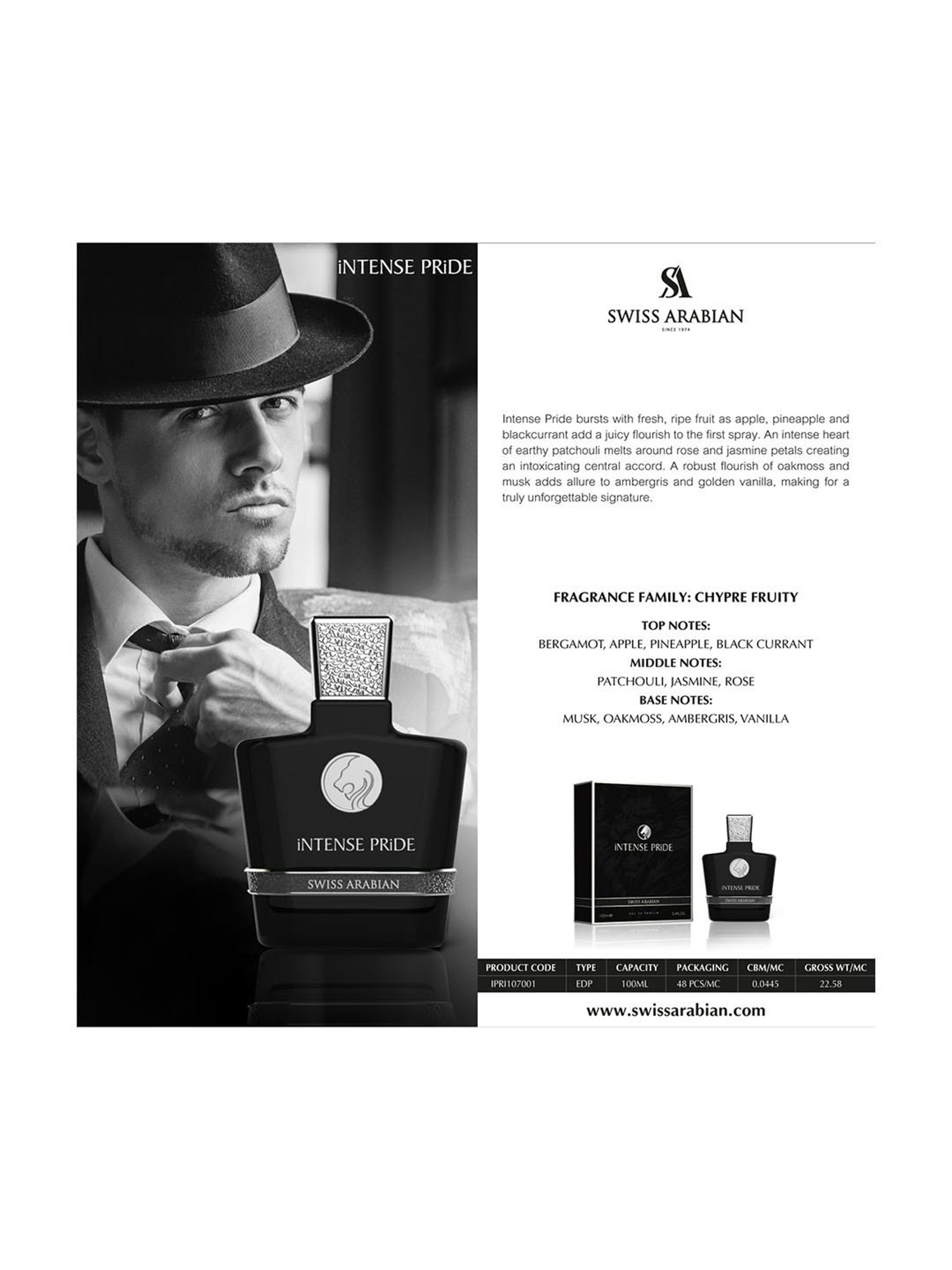 Swiss Arabian Intense Pride 1070 for Men - 100 ml