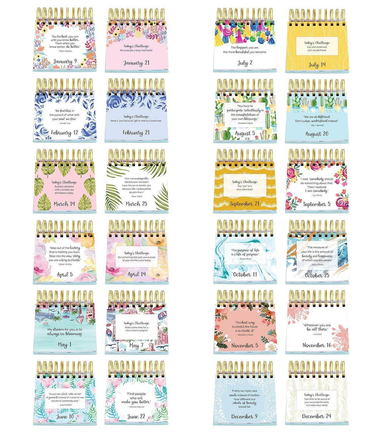 Bloom Daily Planners Undated Perpetual Desk Easel/Inspirational Standing Flip Calendar - (5.25" x 5.5") (The Best is Yet to Come)