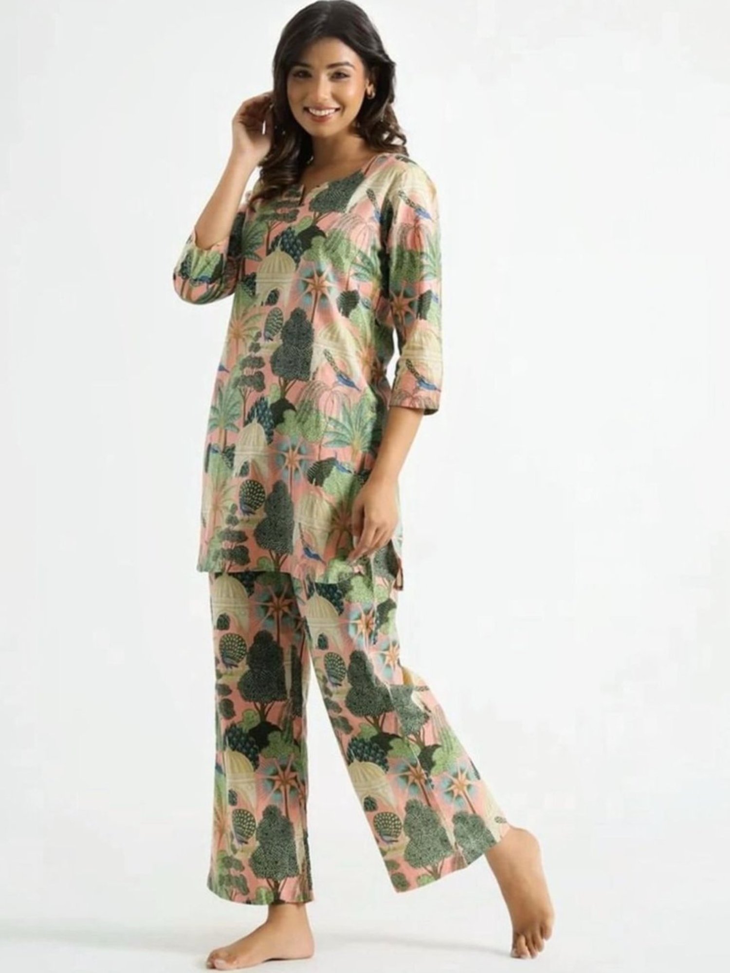 Autumnlane Purple Freya Safari Cotton Top with Pant Co-ord Set