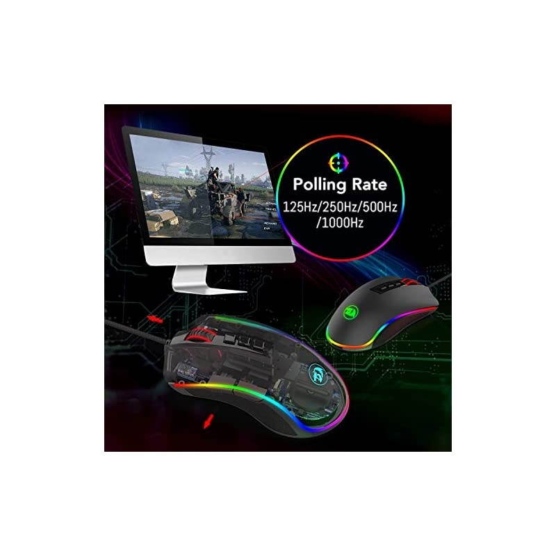 M711 Cobra Gaming Mouse with 168 Million RGB Color Backlit 10000 DPI Adjustable Comfortable Grip 7 Programmable Buttons White