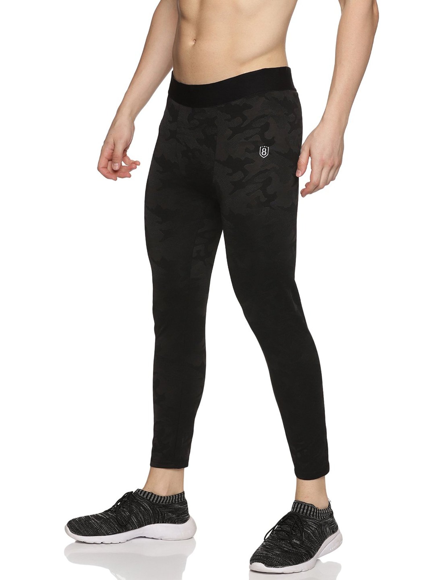 DOMIN8 Men Slim Fit Black Tights With Elasticated Waist