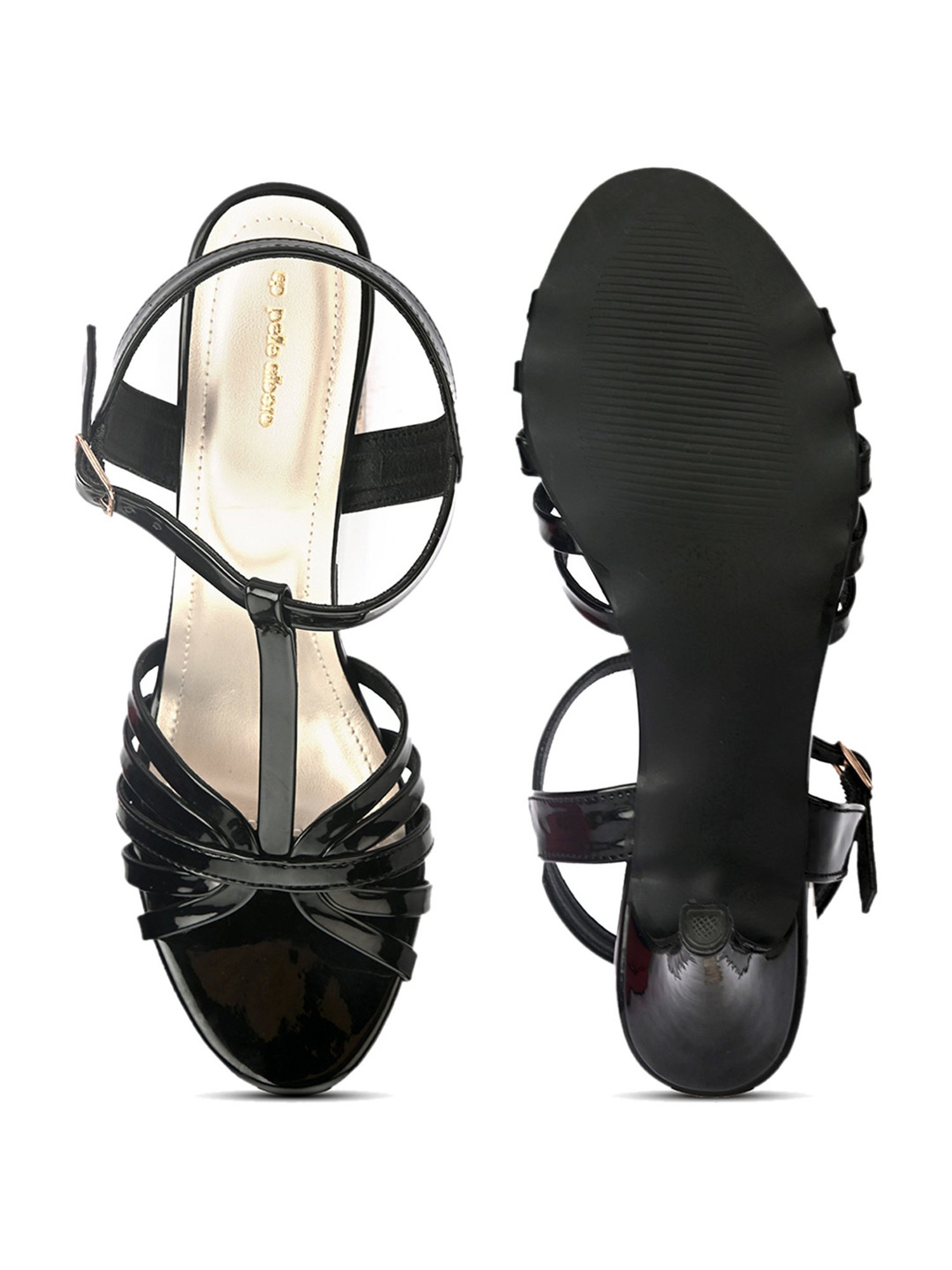 Pelle Albero Women's Black Ankle Strap Stilettos