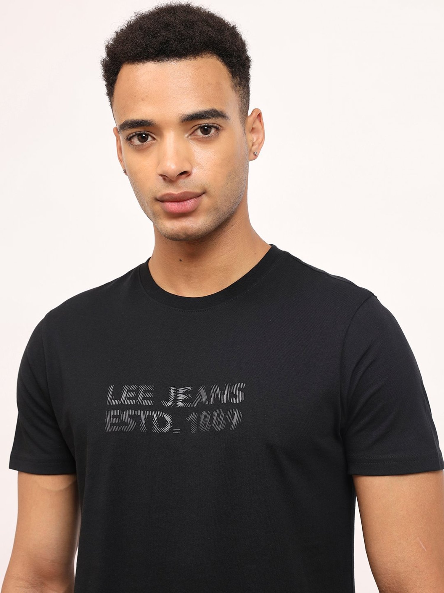Lee Black Slim Fit Printed Crew T-Shirt