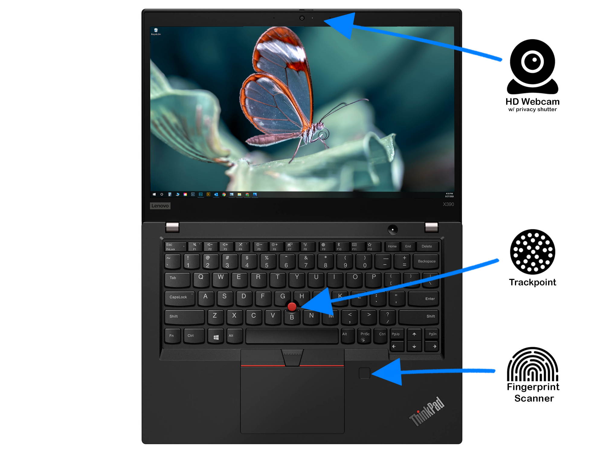 Lenovo ThinkPad X390 Notebook, 13.3" IPS FHD Display, Intel Core i7-8665U Upto 4.8GHz, 8GB RAM, 256GB NVMe SSD, HDMI, DisplayPort via USB-C, Card Reader, Wi-Fi, Bluetooth, Windows 10 Pro (20Q1SCDR00)