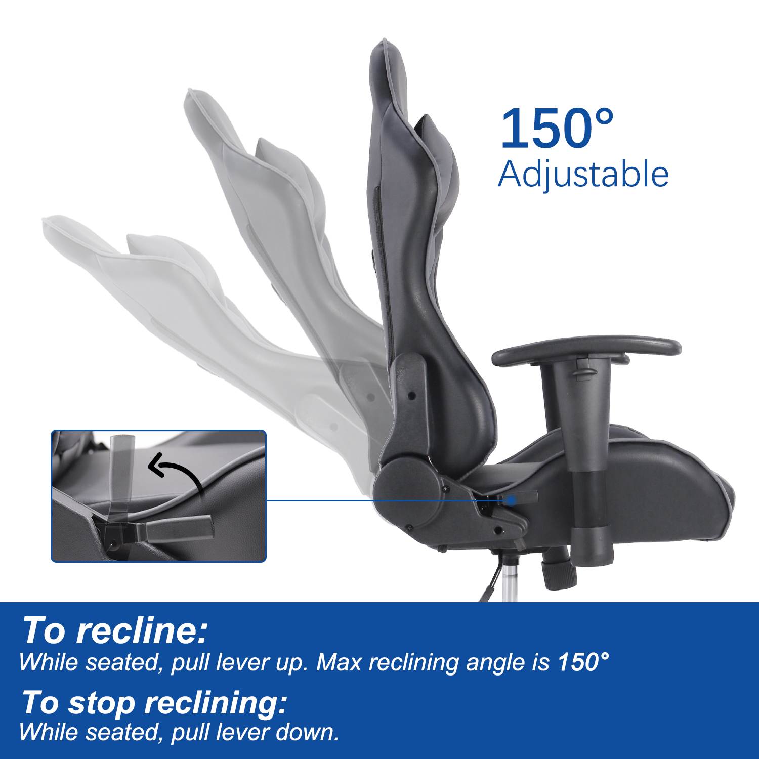 SMUGDESK Gaming Chair, Ergonomic Office Chair Racing Style Computer Gaming Chair High Back Game Chairs Comfortable Desk Chair with Lumbar Support, Grey