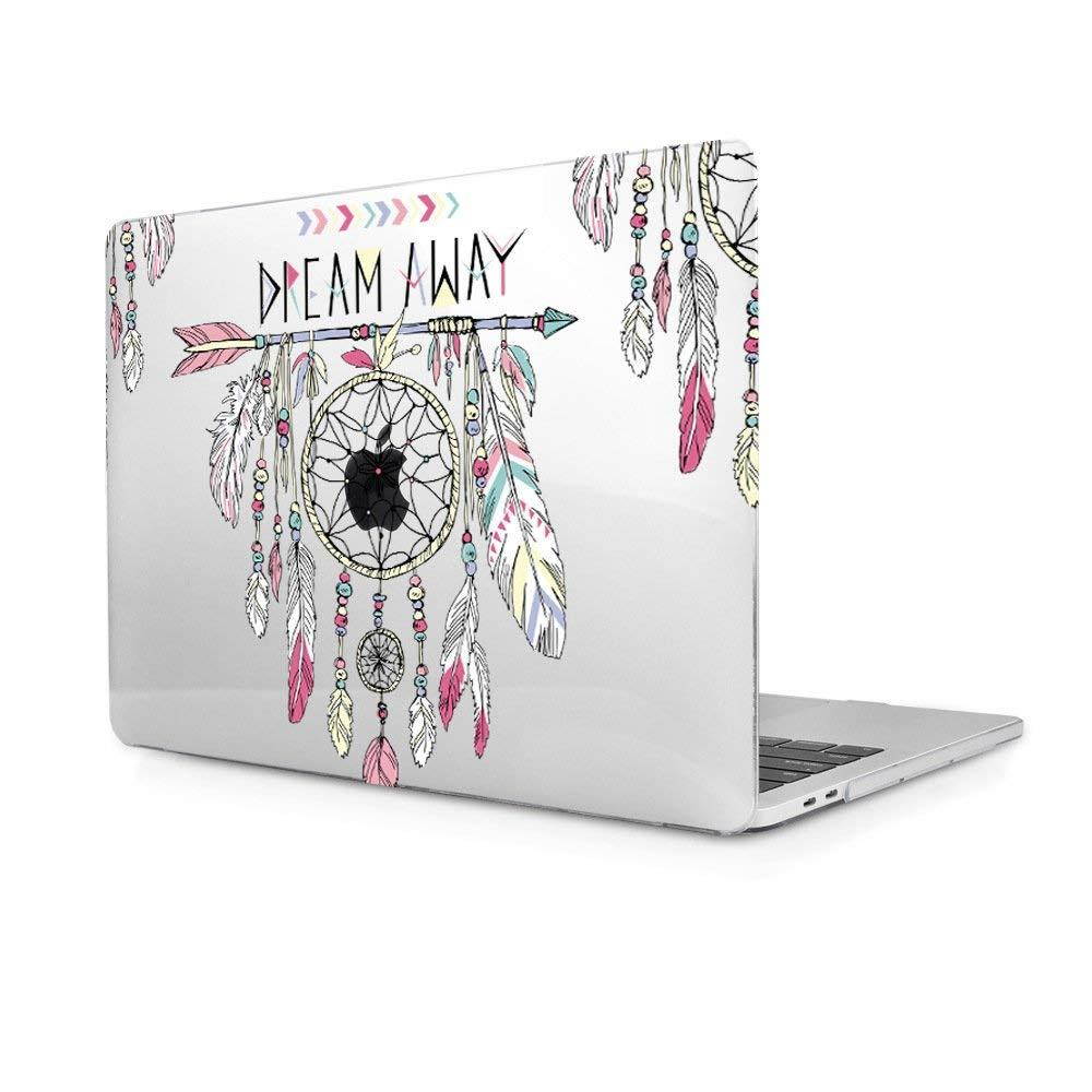 TwoL Transparent Dream Catcher Print Hard Shell Case with Gradient Pink Keyboard Cover for MacBook Air 13-13.3 inch
