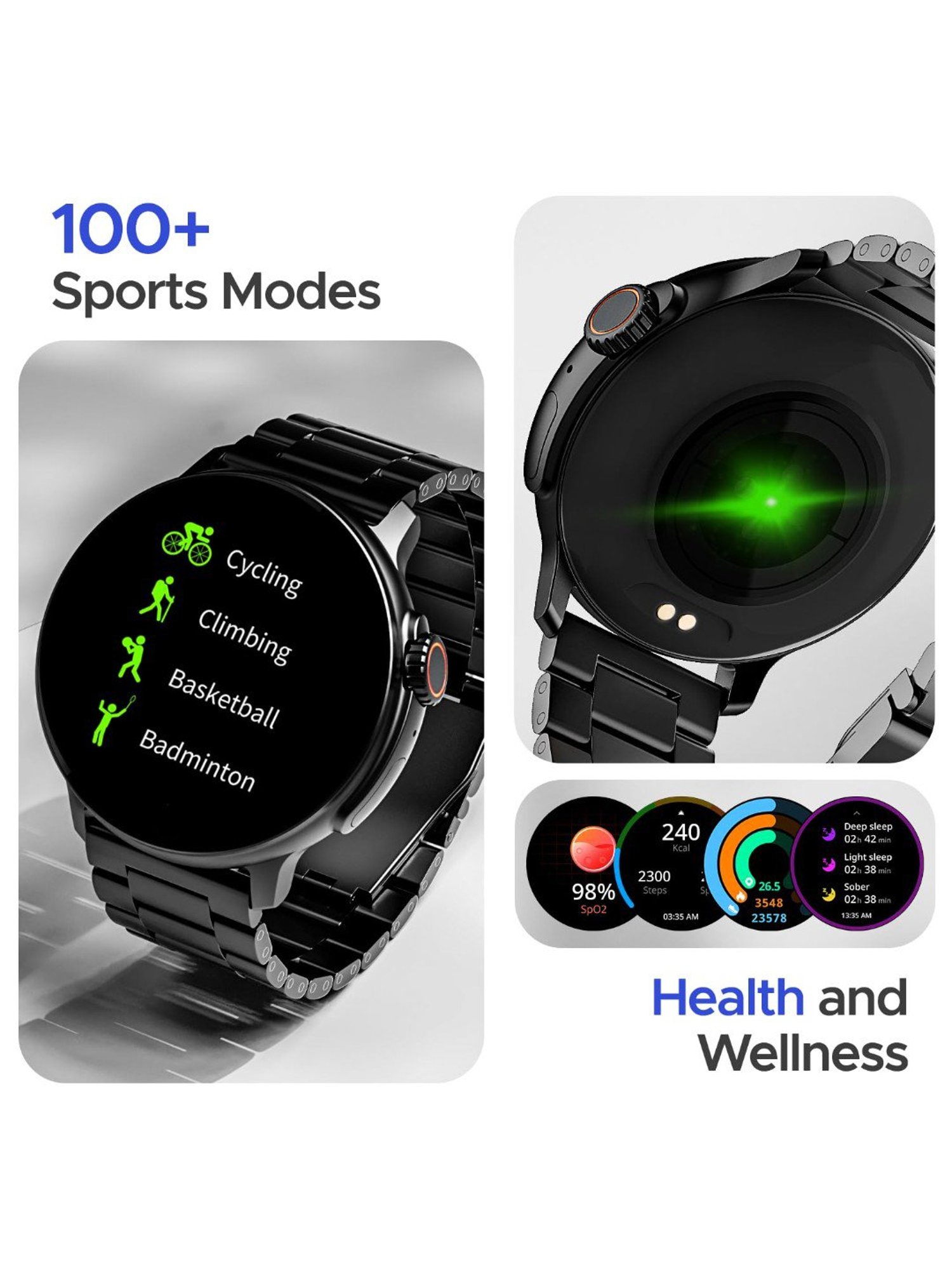 Boat Lunar Tigon Advanced BT Calling Smartwatch with 1.45 inch AMOLED Display & IP67 (Steel Black)