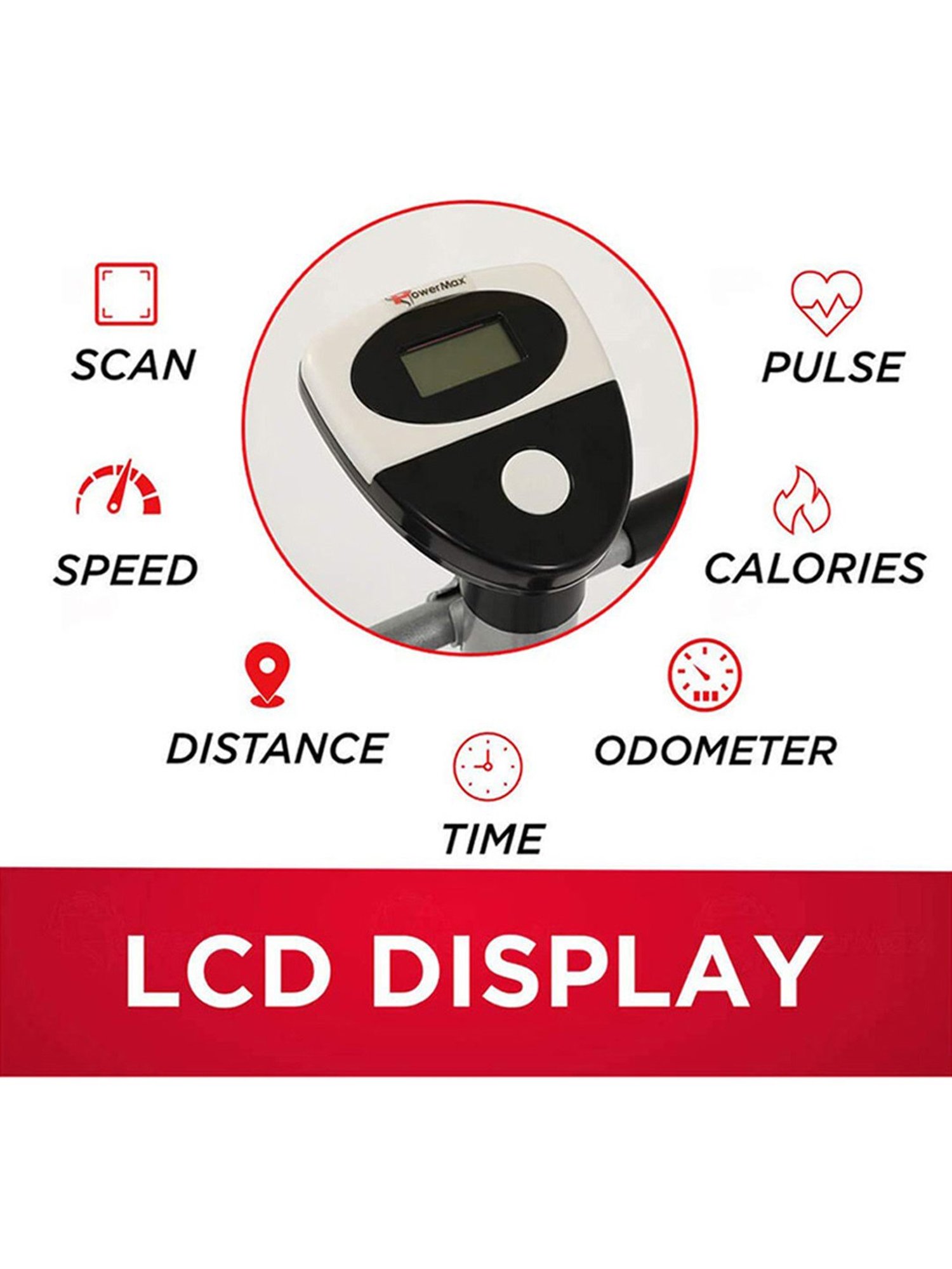 PowerMax Fitness BU-200-NX121 Upright Bike (Grey)