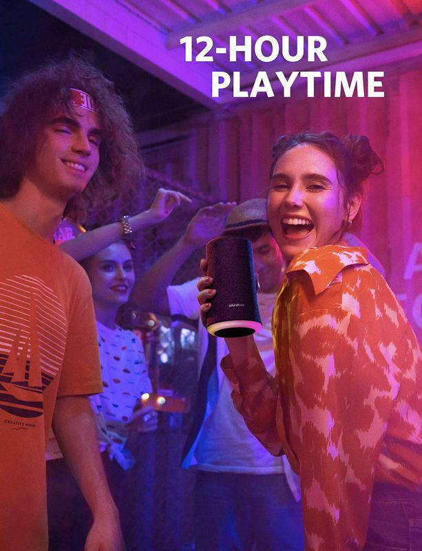 Soundcore Flare Wireless Speaker by Anker, Portable Bluetooth Speaker, Waterproof Party Speaker with 360&deg; Sound, Enhanced Bass & Ambient LED Light, IP67 Dustproof & Waterproof and 12-Hour Battery Life