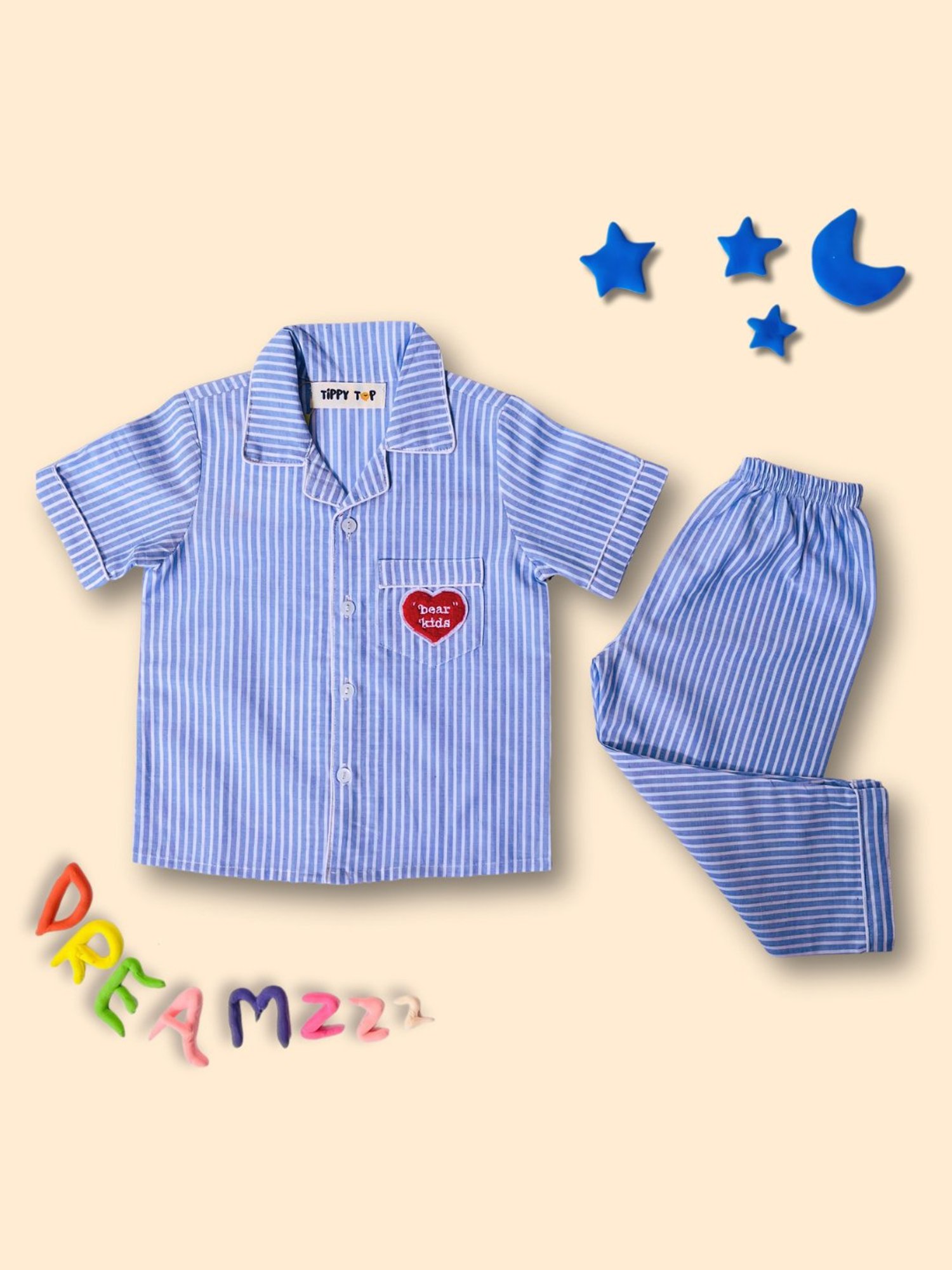Tippy Top Boys Blue Striped Shirt with Pants