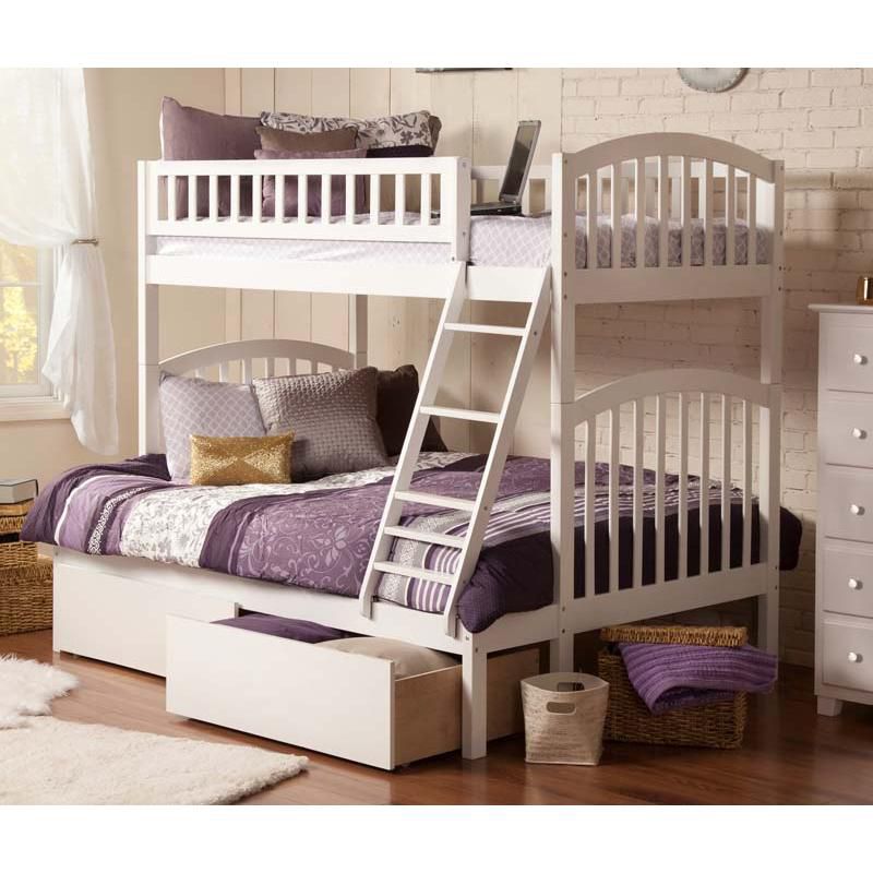 Richland Bunk  Twin over Twin w/ Raised Panel Trundle White - Atlantic Frame