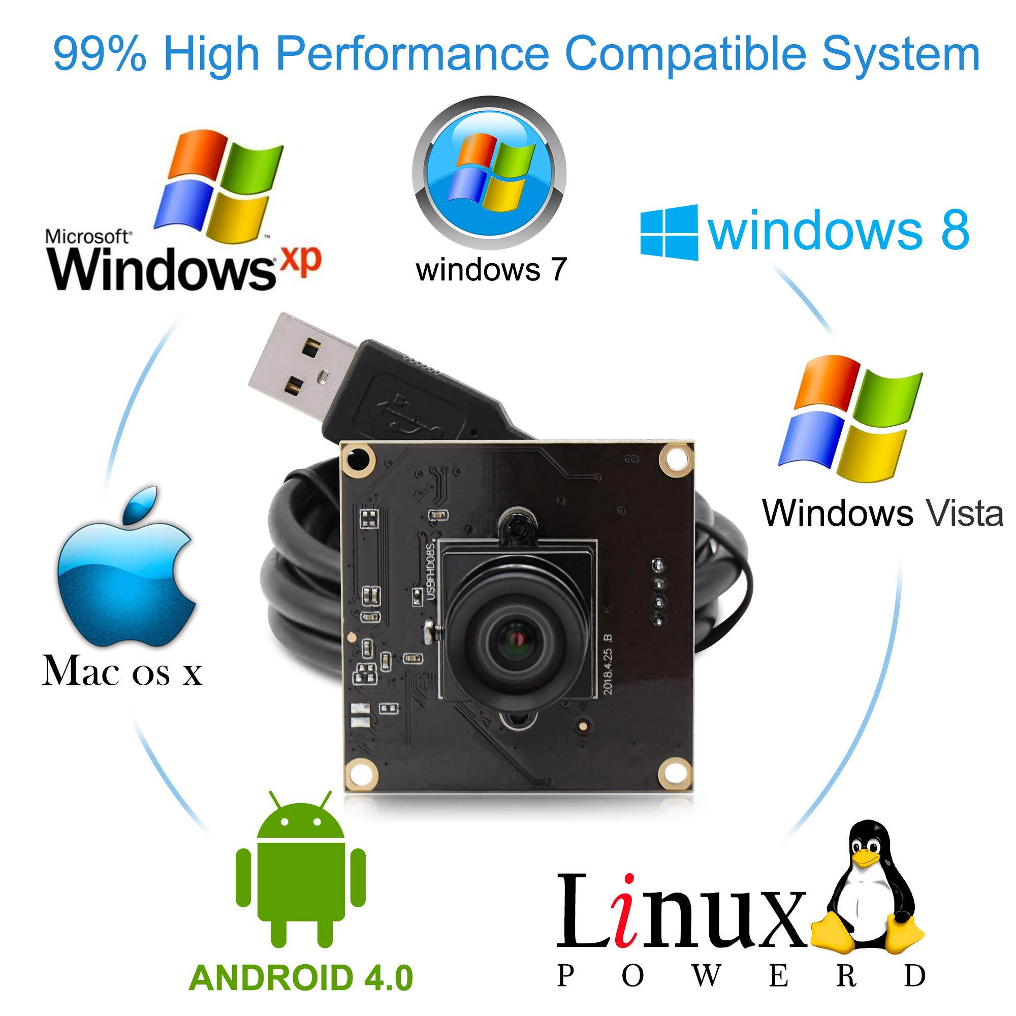 2MP USB Camera Module USB 3.0 Webcam with 100 Degree No Distortion Industrial Camera Module Supported OTG,1080P Camera with Low Illumination for Android Windows Linux Mac USB Webcam Mini Camere Module