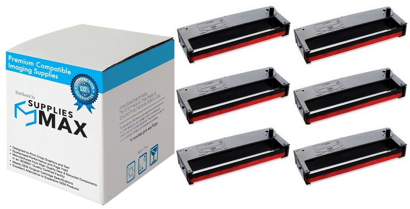 SuppliesMAX Compatible Replacement for Seikosha QR-120/420/520 Black/Red Time Clock Printer Ribbons (6/PK) (SEA021010)